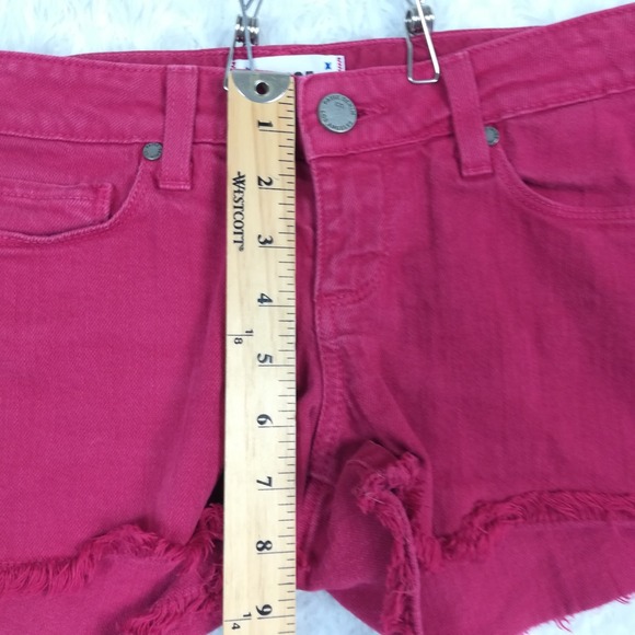 Paige Womens Shorts Shortie Denim Cut Off Mini Red Low Rise 2‎ 1/2" Inseam 26 - Picture 5 of 8